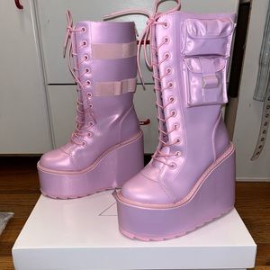 YRU Dune Desert Pink Iridescent Platform Boots